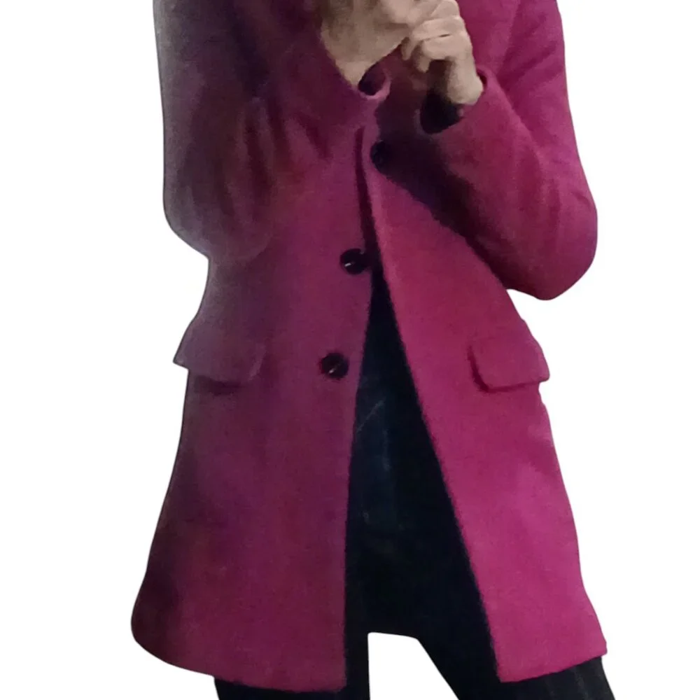 H & M Wool Blend Fuchsia Peacoat XS - Picture 8 of 8